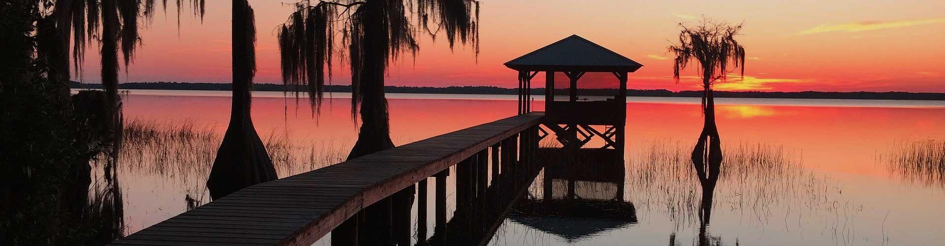 Florida lake sunset dock